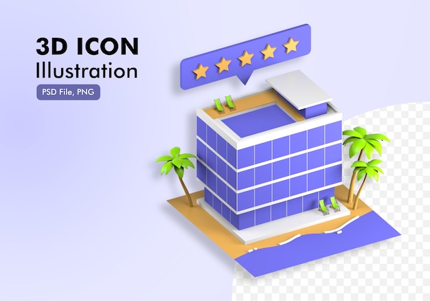 PSD 5 star hotel 3d icon illustration