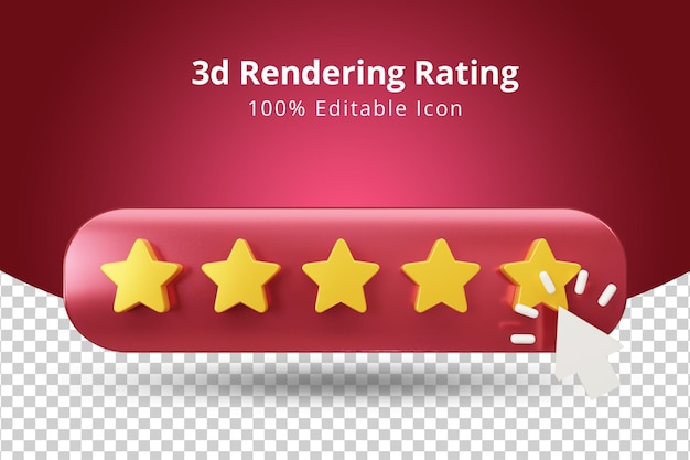 5 star rating 3d rendering icon