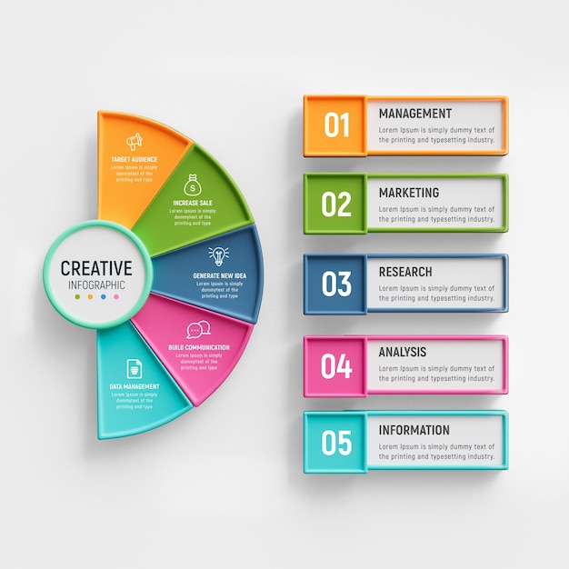 PSD 5 steps business infographics template