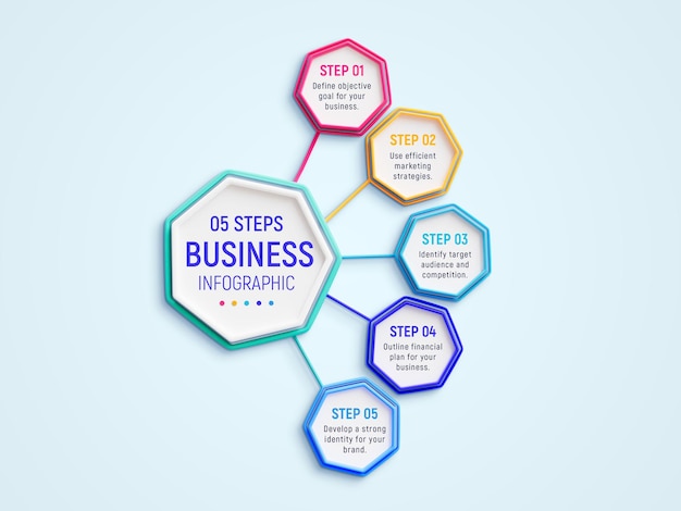 PSD 5 steps creative business infographics design template