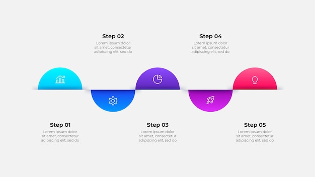 5 steps infographic workflow steps and processes for presentations or project planning