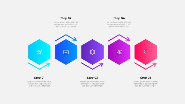 5 steps infographic workflow steps and processes for presentations or project planning