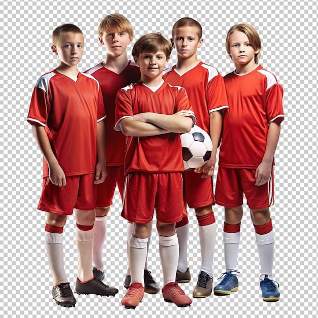 PSD 5 young man soccer professional player on transparent background