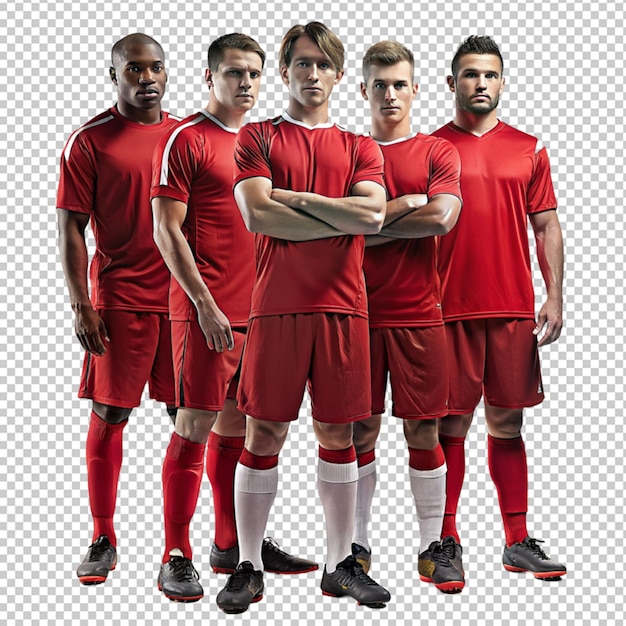 5 young man soccer professional player on transparent background