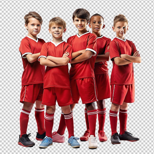 PSD 5 young man soccer professional player on transparent background