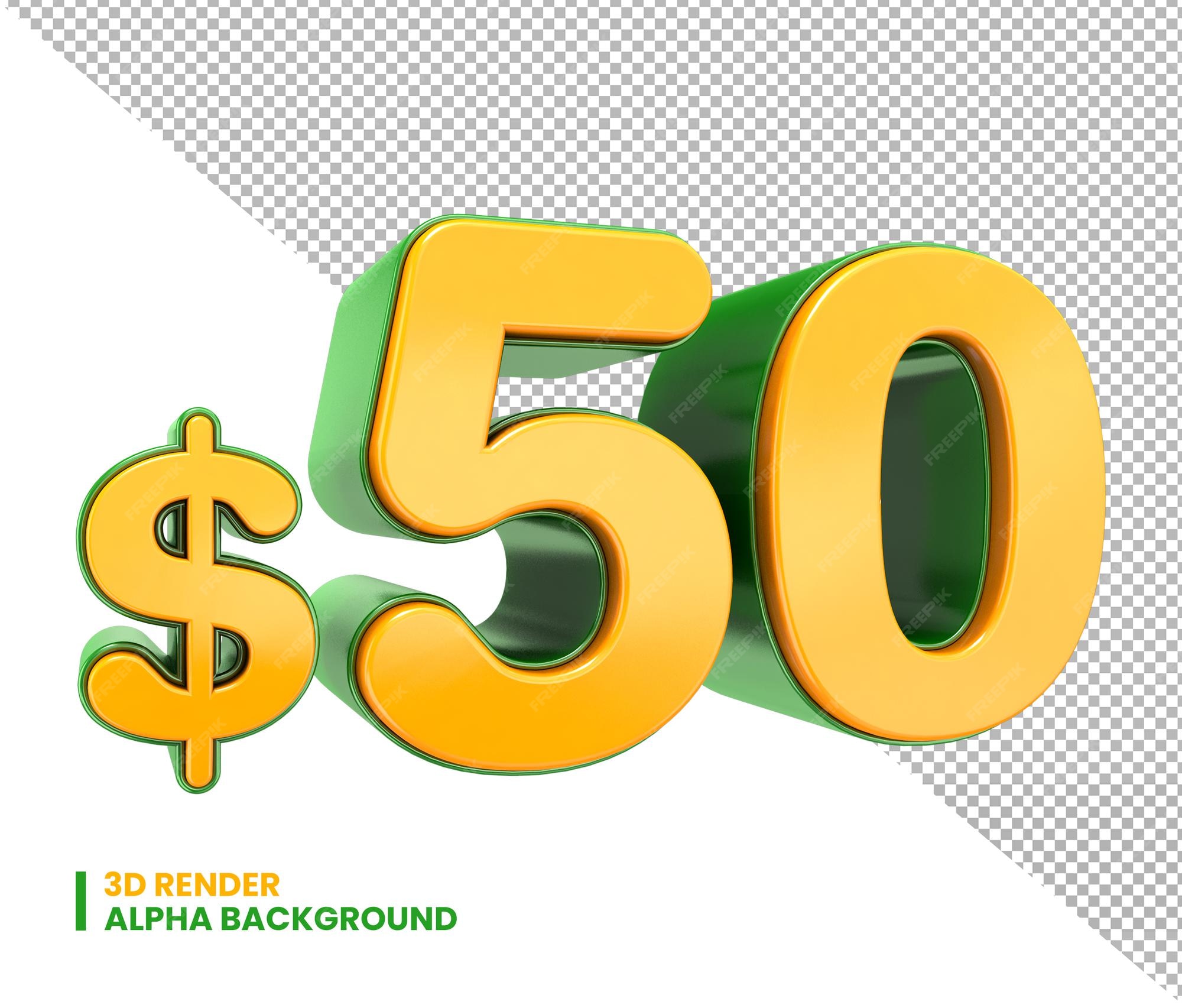 Premium PSD | 50 dollar price sign 3d number