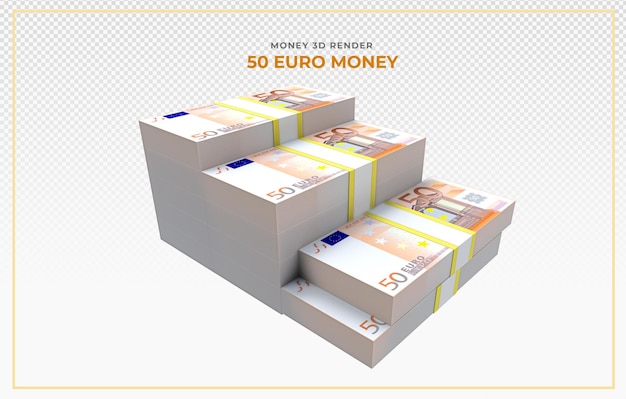 Rendering 3d dei soldi delle banconote da 50 euro