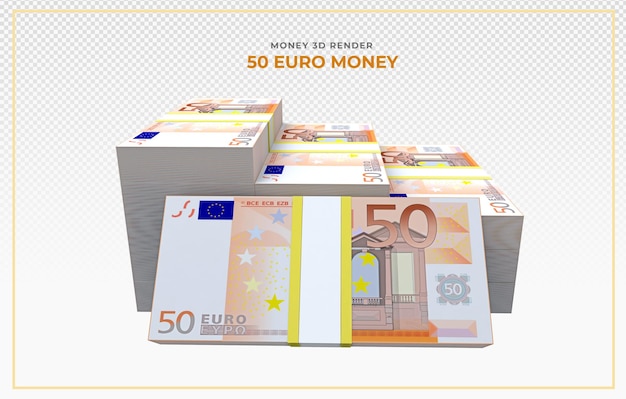 PSD 50 euro banknotes money 3d render