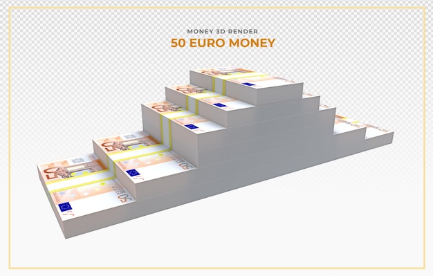 PSD 50 euro banknotes money 3d render