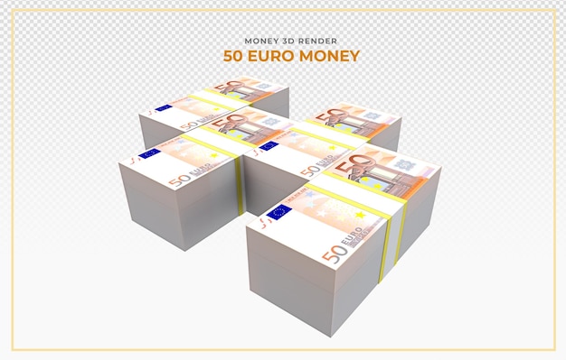 Rendering 3d dei soldi delle banconote da 50 euro