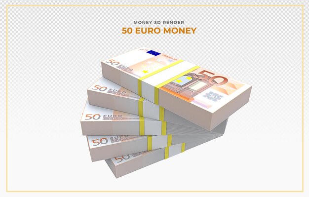 PSD rendering 3d dei soldi delle banconote da 50 euro