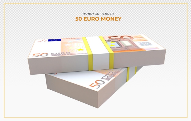 PSD 50 euro banknotes money 3d render