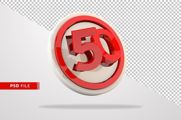 PSD 50 km speed limit 3d traffic sign