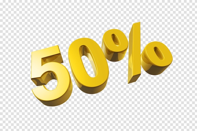 50 korting korting aanbieding 3D illustratie geïsoleerd op transparante achtergrond Promotionele prijs tarief