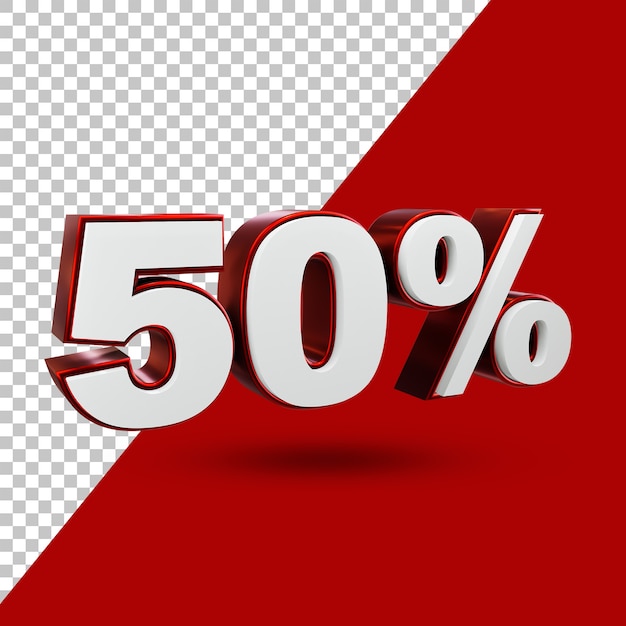 50% offer label 3d rendering isolated