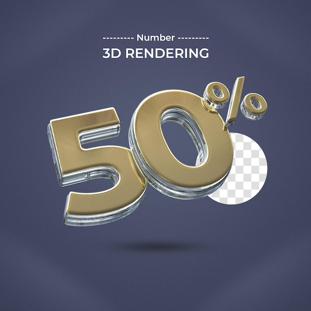 PSD 50-процентный 3d-рендеринг с прозрачным фоном