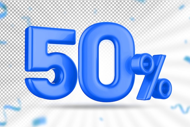 50 per cento di offerta blu in 3d