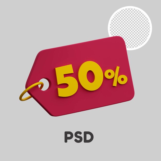 PSD 50 percent discount 3d price tag burgundy with gold for big sale