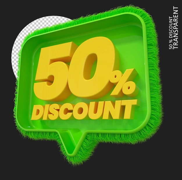 50 percent discount green , price tag , big sale