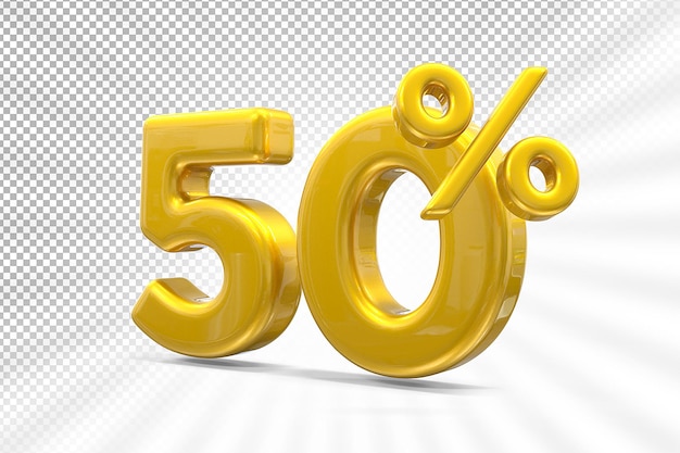 50 per cento di offerta d'oro in 3d