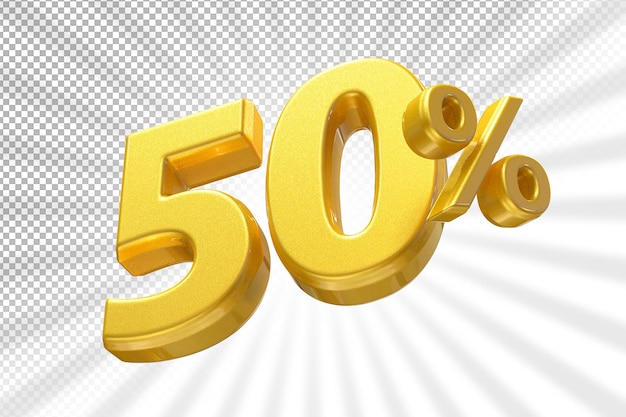 50 percent luxury gold offer in 3d