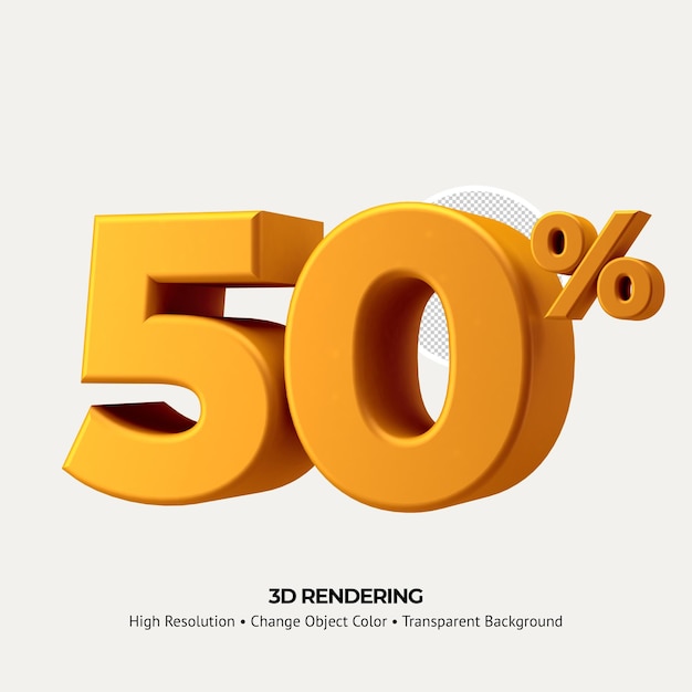 50% 숫자 3d 렌더링