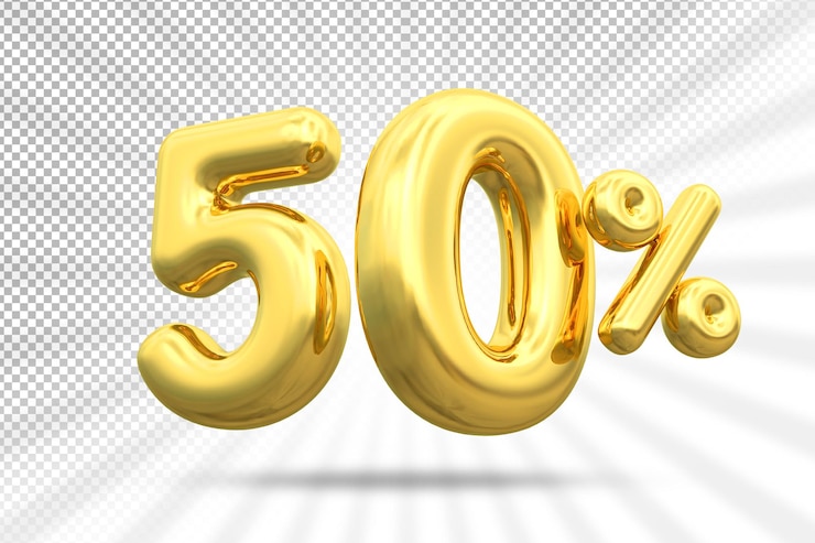 PSD 50 percent number gold luxury