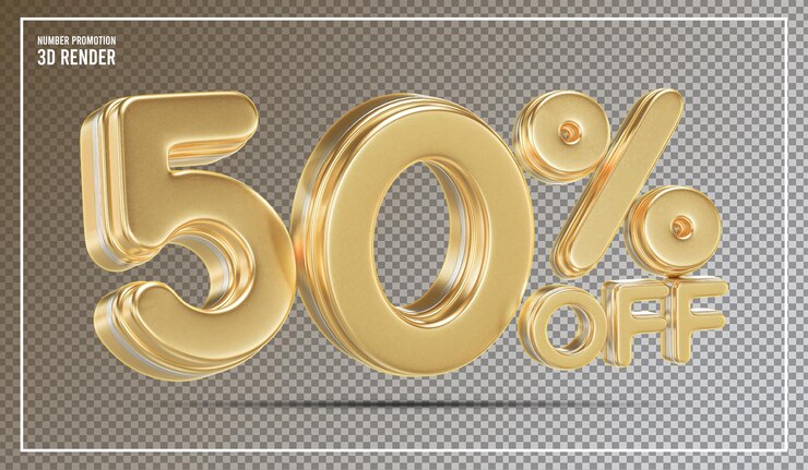 PSD 50 percent off golden sale promotion