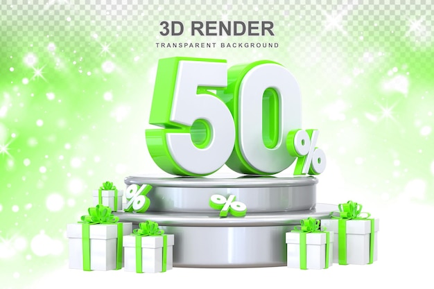 PSD 50 percent promotion with gift 3d