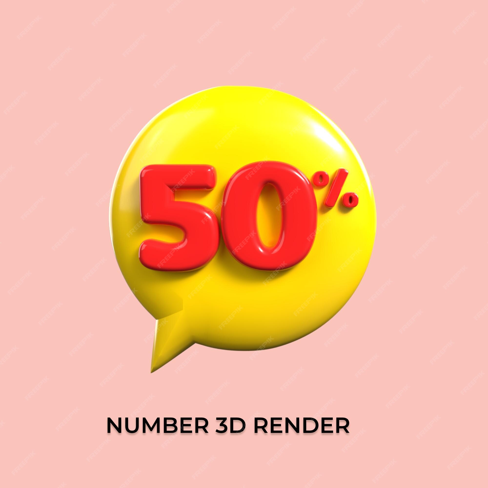 Premium PSD | 50 percentage 3d number bubble sale red