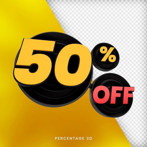 PSD 50 percentuale di sconto sul rendering 3d isolato premium psd