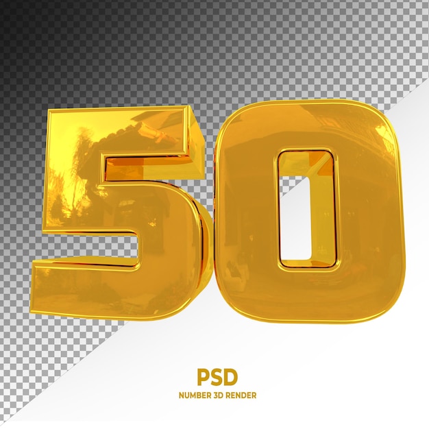 PSD Скидка 50% на прозрачный золотой 3d-рендеринг