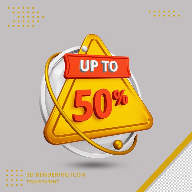 50 procent 3D-zomerkortingsaanbieding in 3D-rendering geïsoleerd