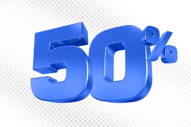 50 procent korting op blauwe 3D verkoop promotie