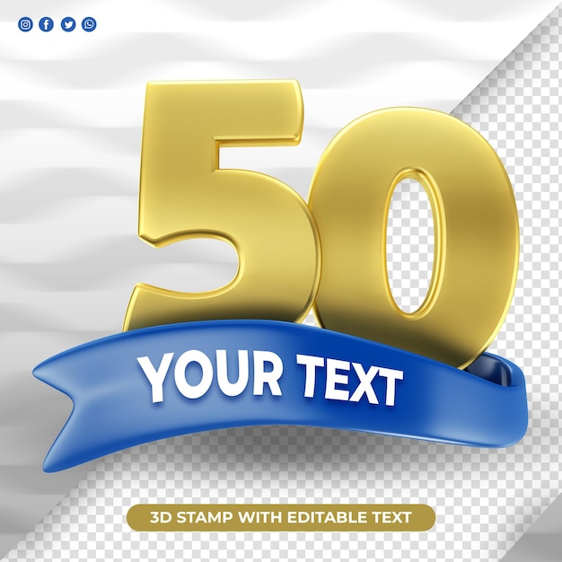 50 YEARS 3D SEAL IN GOLD WITH BLUE BAND
