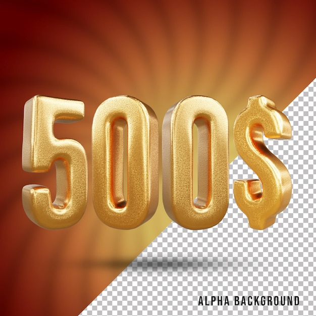500 dollar 3d number gold text effect