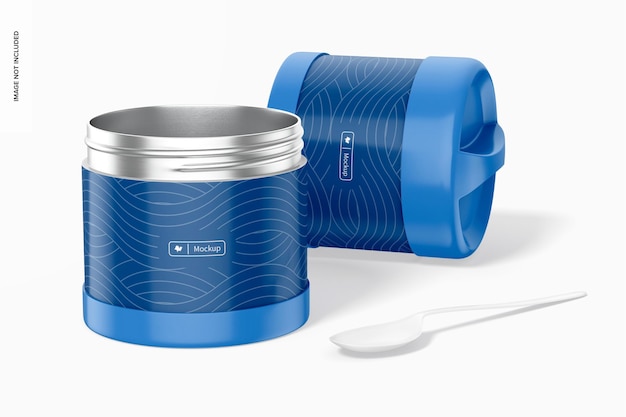 500 ml food container mockup, standing and dropped