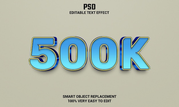 500k 3d editable text effect with background Premium Psd