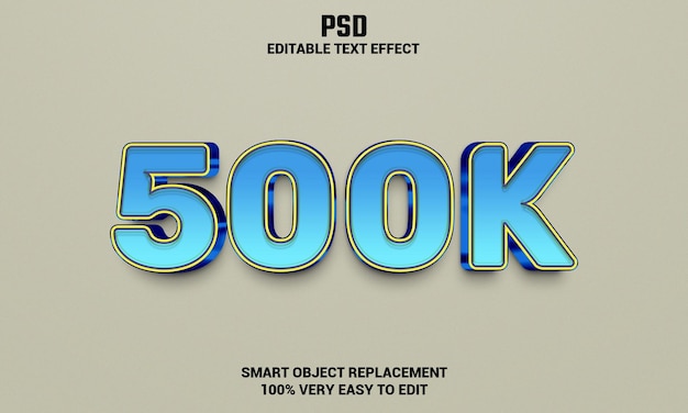 Effetto di testo modificabile 500k 3d con sfondo psd premium