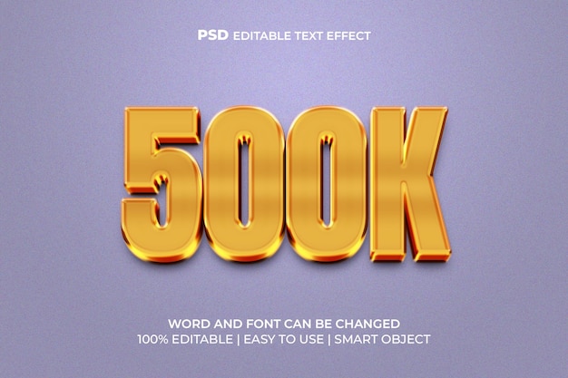 Редактируемый текстовый эффект в стиле 500k 3d