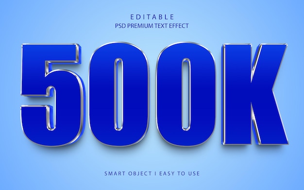 PSD 500k blue silver 3d psd text effect