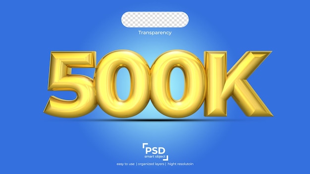 PSD 500k golden color best 3d render in transparency background