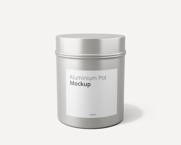 PSD 500ml aluminium pot jar mockup