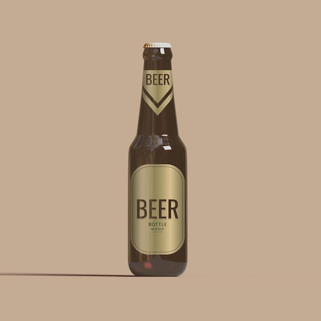 500ml amber beer bottle mockup version 1