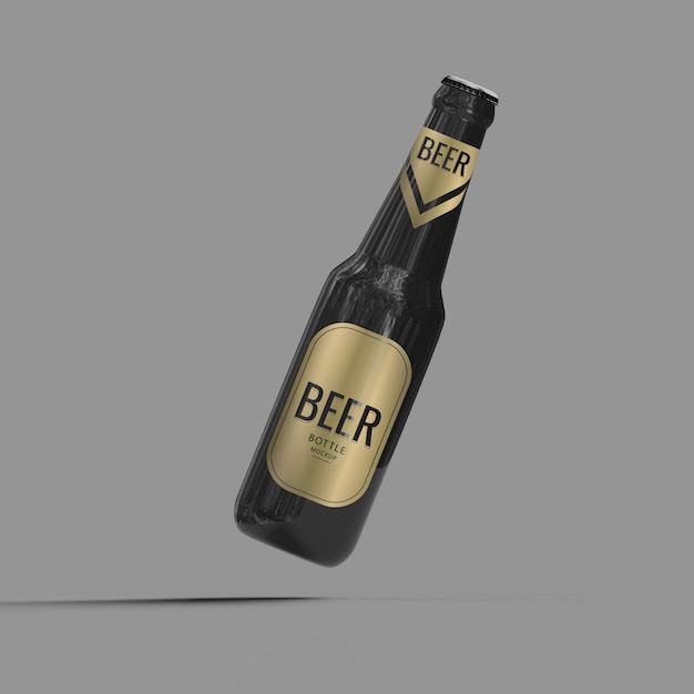 500ml dark beer bottle mockup version 2