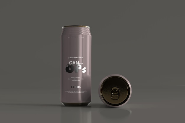 500ml sleek soda can mockup