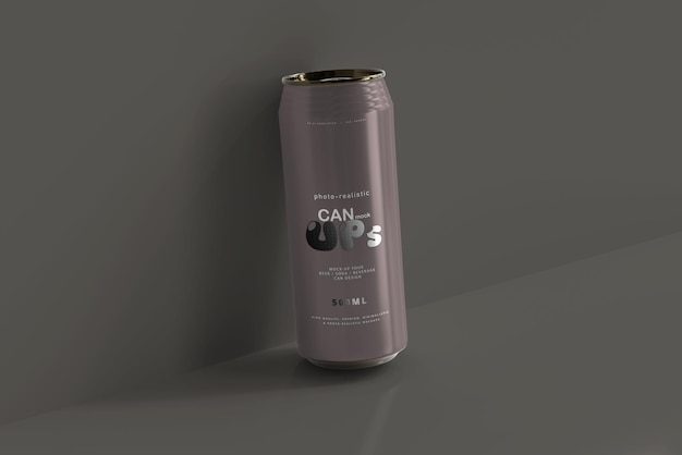 500ml sleek soda can mockup