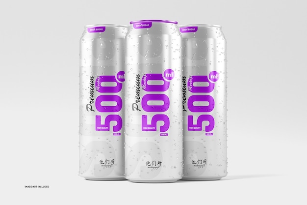 500ml soda cans mockup