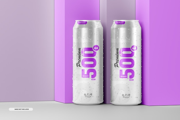 500ml soda cans mockup