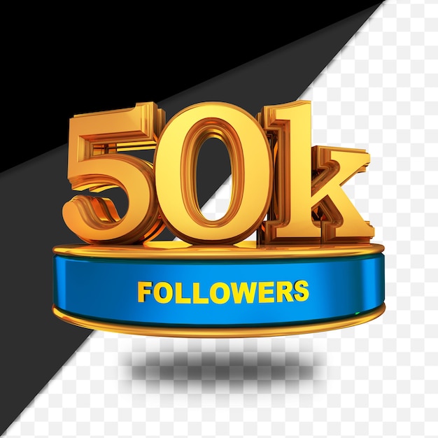 PSD 50k follower testo dorato trasparente